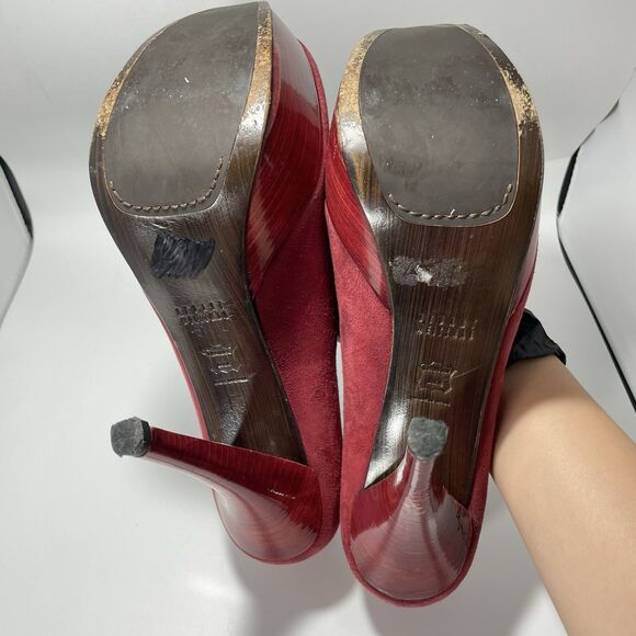 Stuart Weitzman Red Suede Platform High Heel Pumps Women’s 7.5 M Spain - Picture 7 of 10